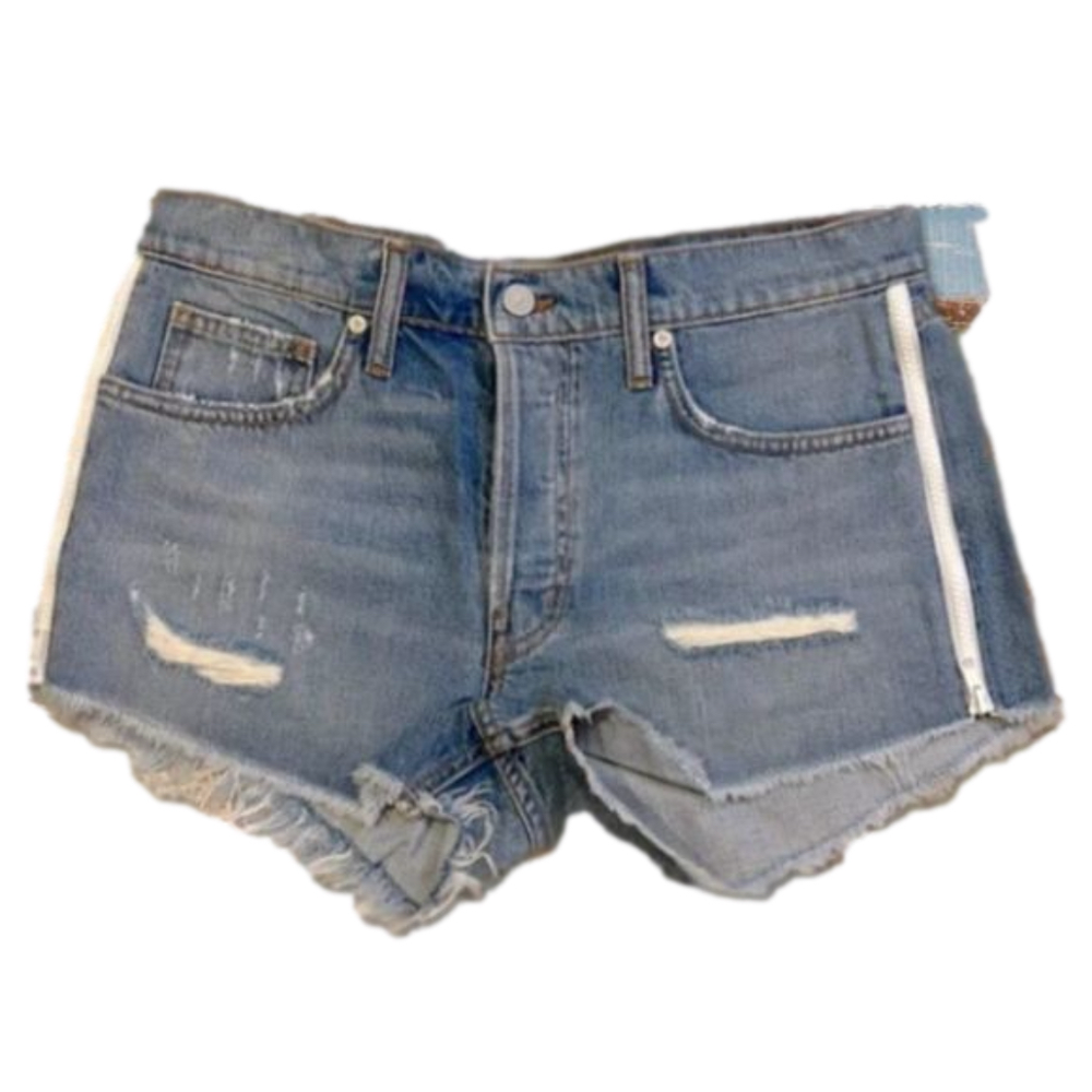 Sandrine Rose x Free People shorts women's 28 distressed blue jean white zipper